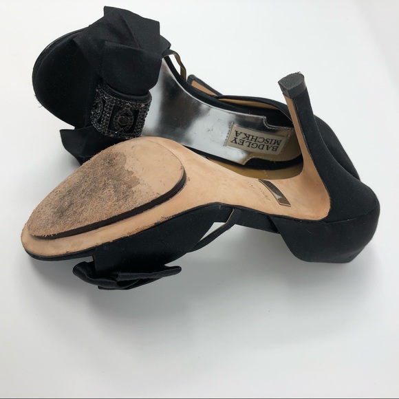 📣💲⬇️ EUC!! Mischka Black Peep Toe w Sparkles - Picture 5 of 8